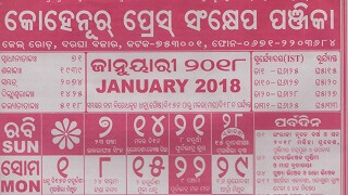 Kohinoor Calendar Januray 2018