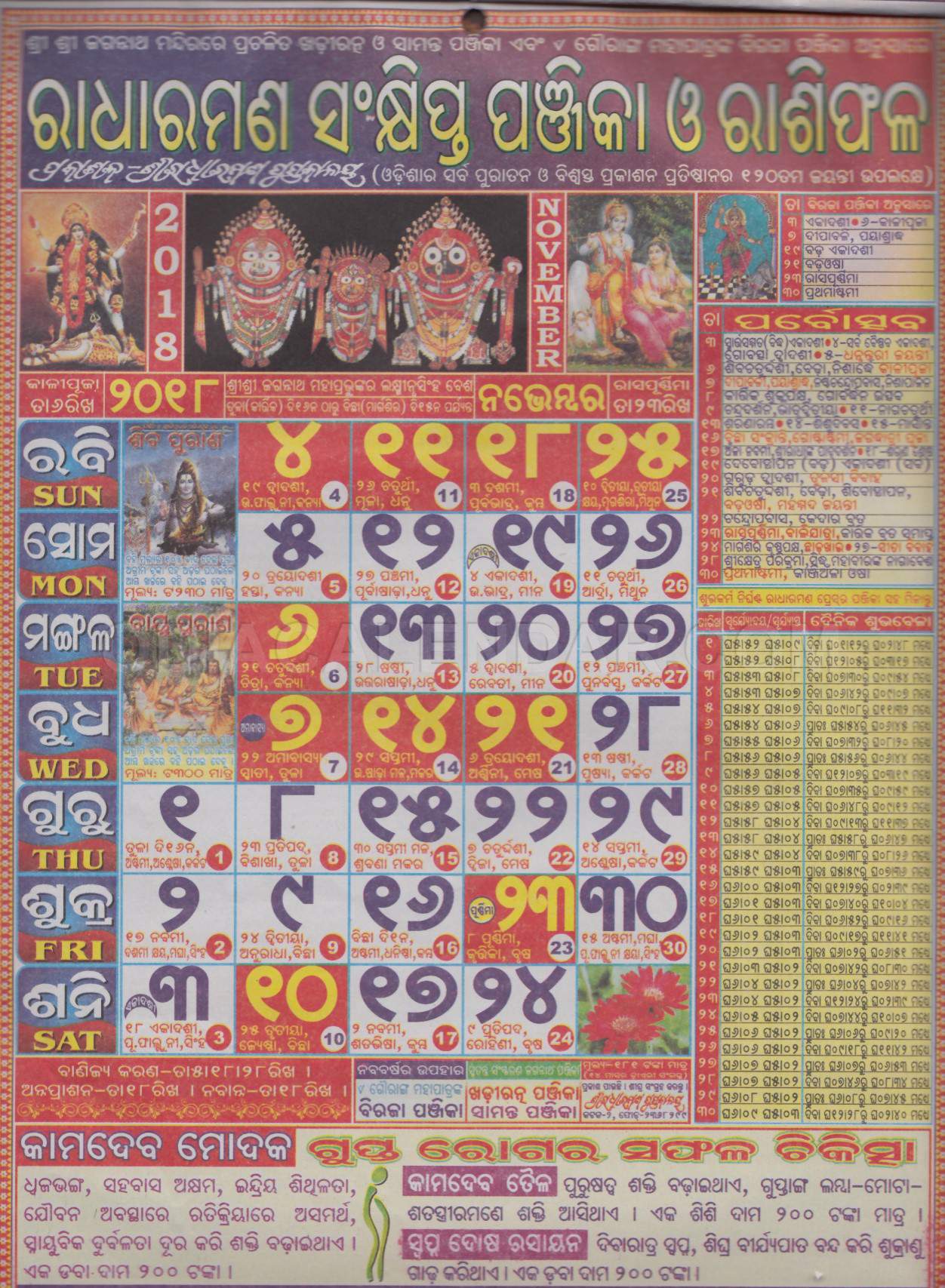 Radharaman Calendar november 2018