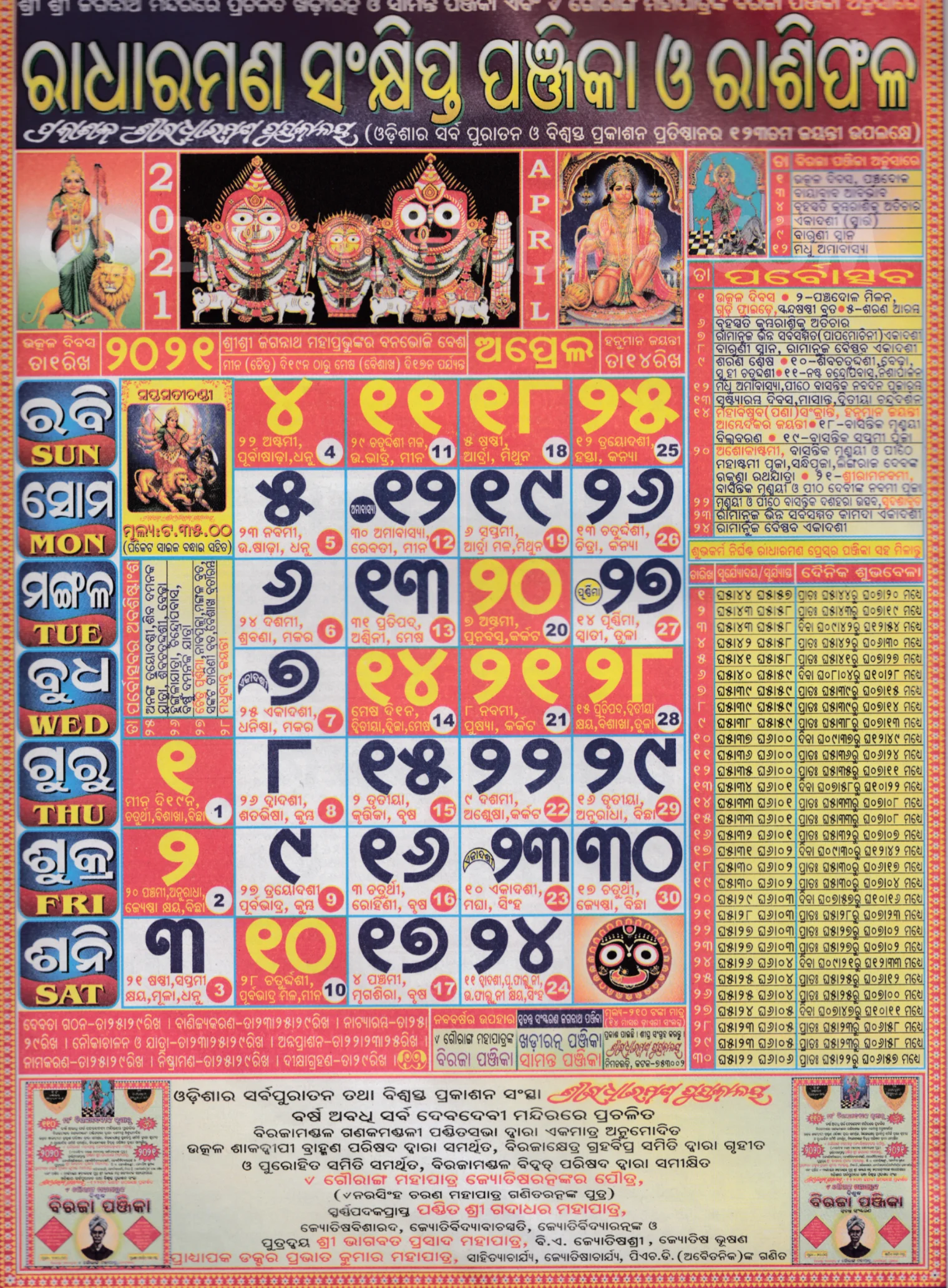 radharaman calendar april 2022