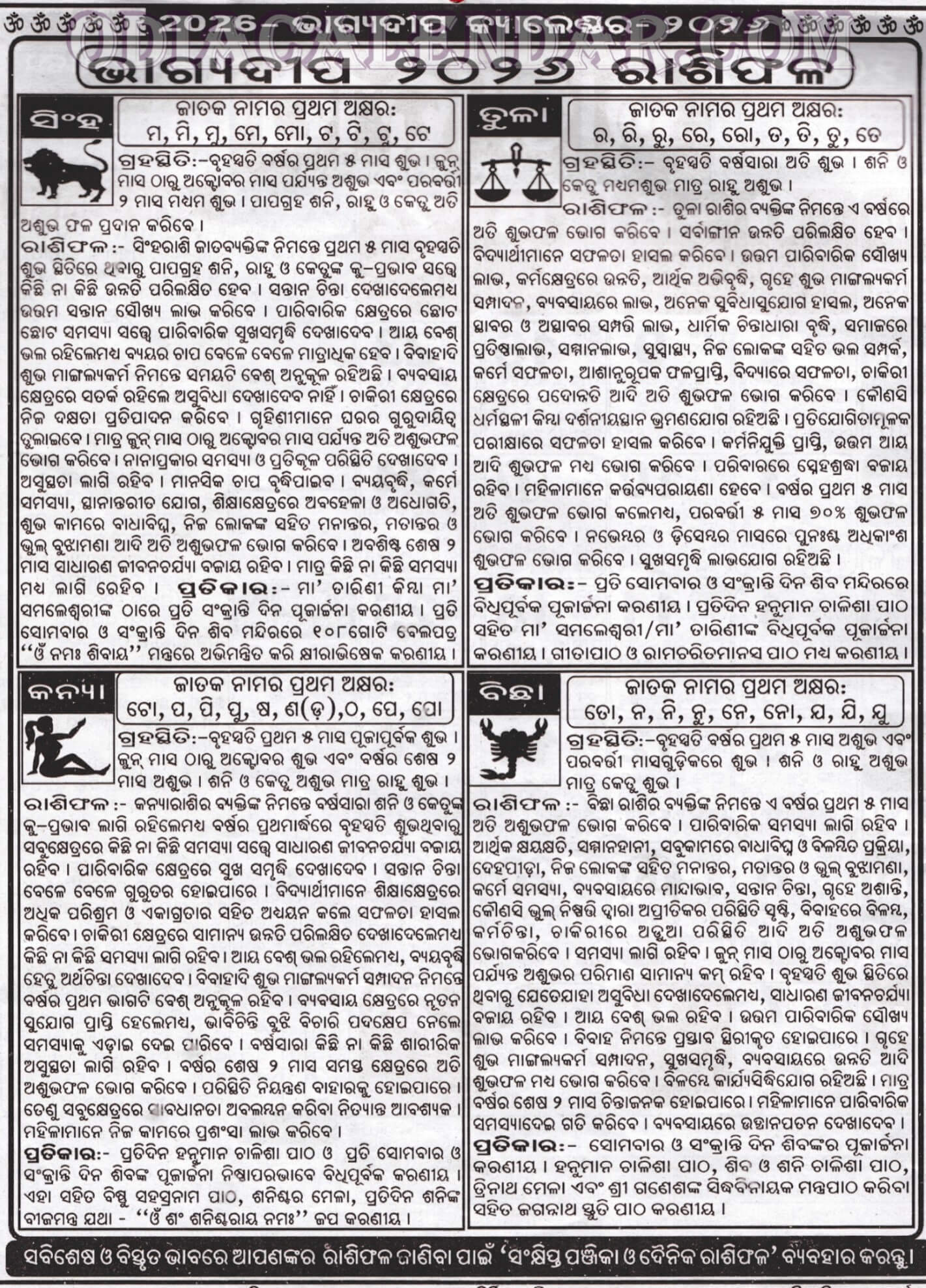 Dhanu, Makara, Kumbha, Mina