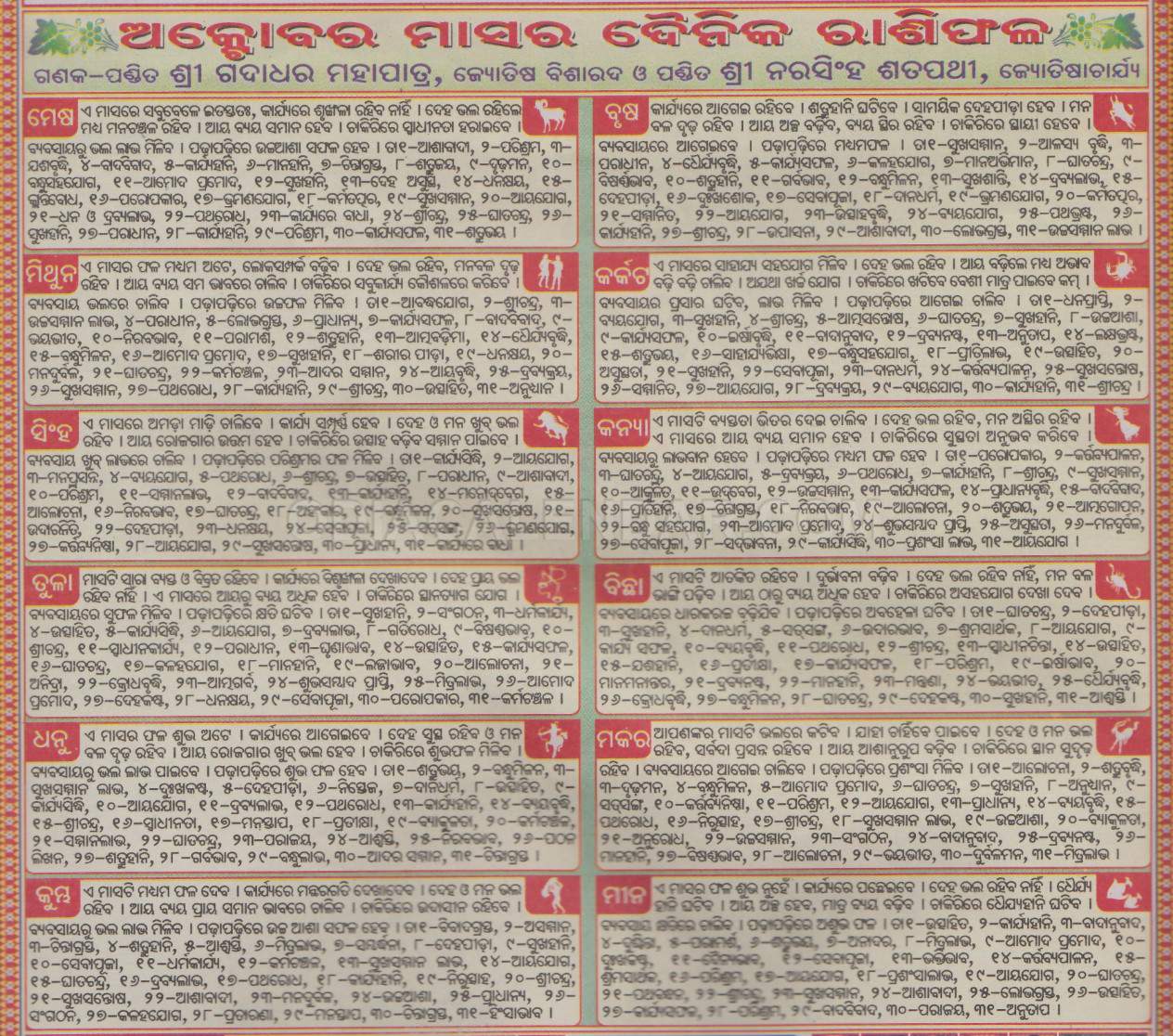 Daily Rasifala 2024 October